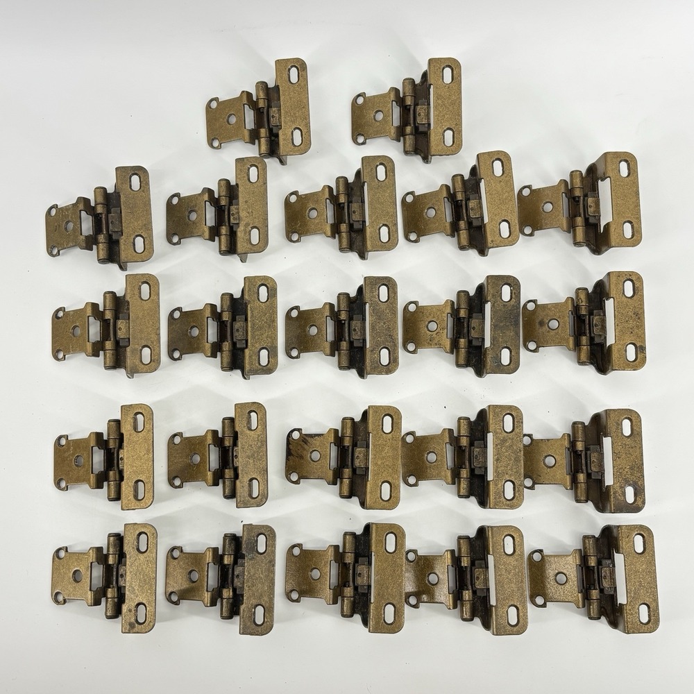 Amerock 7550 Brass Cabinet Door Hinge Lot Of 22 Wrap Frame 1/2" O'lay Vintage